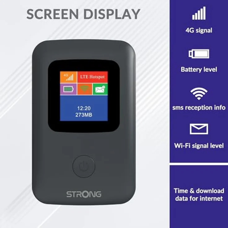 STRONG 4G Mobiler Hotspot mit Display, tragbarer WLAN Router, 150 Mbit/s, ideal für Reisen, Messen und Studenten, Schwarz – Bild 2