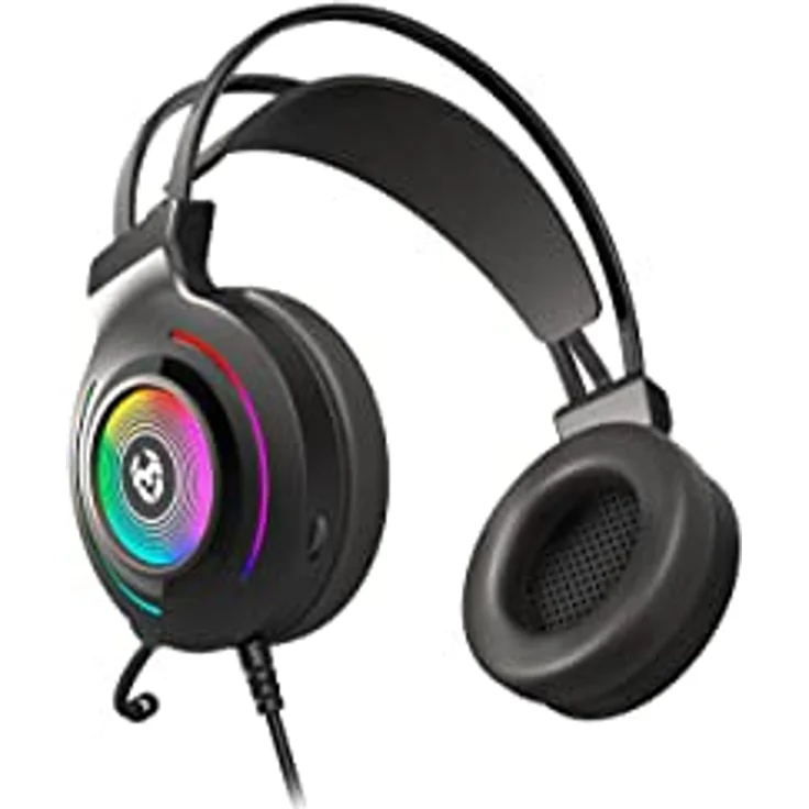 KROM Pack Gaming KARRIER - RGB Rainbow LED, Folientastatur, optische Maus mit 3600 DPI, 50-mm-Stereokopfhörer, rutschfeste Gummimatte, spanisches Layout, Farbe Schwarz – Bild 2