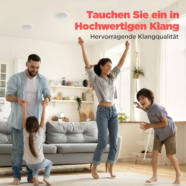 Pyle 20cm Deckeneinbaulautsprecher, Bluetooth Lautsprecher mit 250W 4-Kanal-Verstärker, abnehmbare runde/quadratische Gitter, Stereo Sound System, einfache Wandmontage – Bild 2