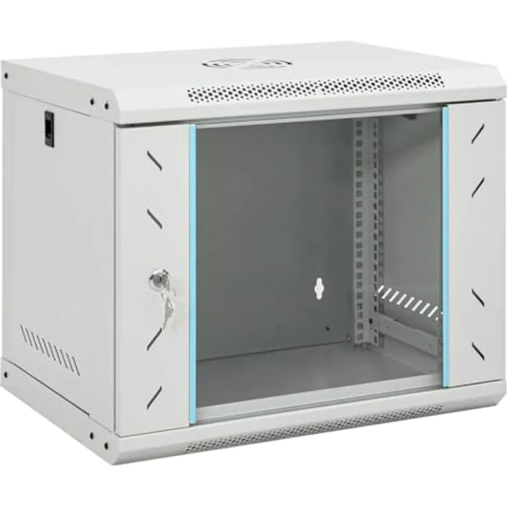 vidaXL 9U Wand Netzwerkschrank, Serverschrank Wandmontage, 19" Rack Server Schrank, Abschließbar, IP20, Schwarz