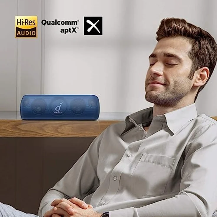 soundcore Motion+ Bluetooth HiFi Lautsprecher mit Hi-Res 30W Audio, Intensiver Bass, Kabelloser, mit App, USB C Konnektivität, Flexibler EQ, 12h Akkulaufzeit, IPX7 Wasserschutz (Blau) – Bild 2
