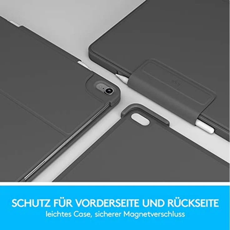 Logitech Slim Folio Pro iPad Hülle mit Kabelloser Bluetooth Tastatur, Für iPad Pro 11'' 1. Generation (A2228, A2068, A2230, A2231), 14 iOS-Sondertasten, Magnetverschluss - Deutsches QWERTZ Layout - Preisvergleich – Bild 6