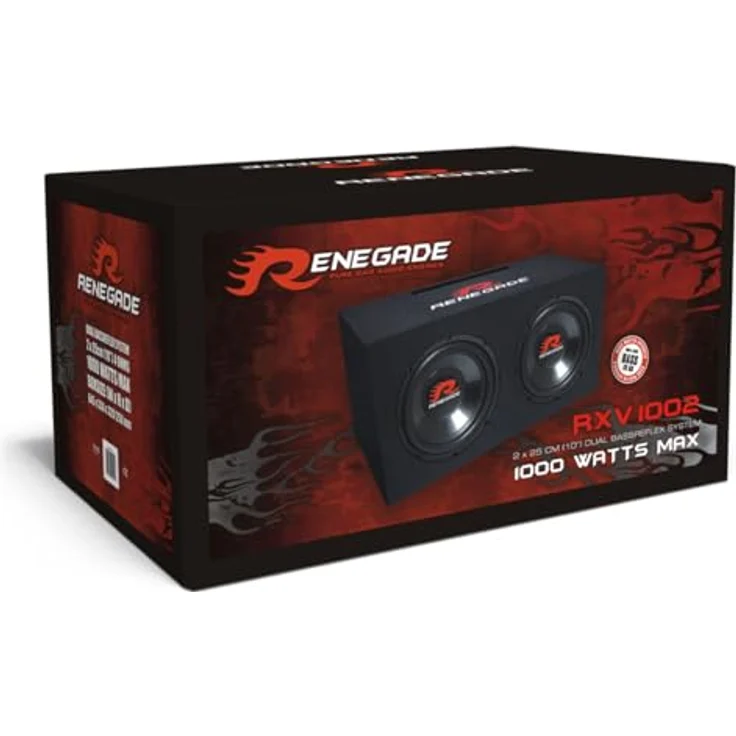 Renegade Renegade RXV1002, passiver Auto-Subwoofer Dual-Bassreflex-System, 1000 W Max., 2 x 25 cm – Bild 2
