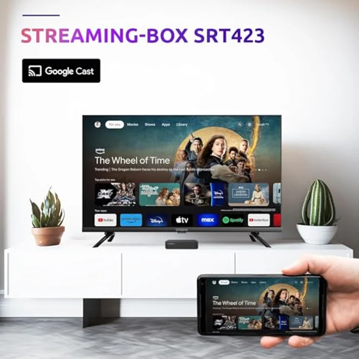 STRONG SRT 423 - 3 IN 1 SMART TV BOX mit T2/ C Tuner Smart Box (DVB-T2 HD, DVB-C, DVB-C2, Schwarz) – Bild 3