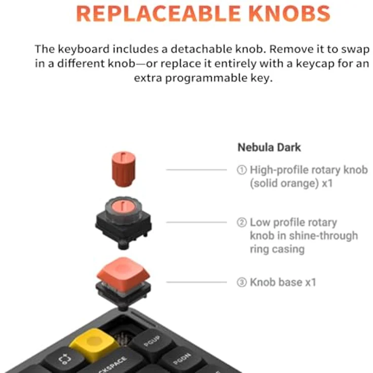 Nuphy Air75 V3 Kabellose Mechanische Tastatur Hot Swappable, 84 Taste 75% ANSI US Layout, Custom Low Profile, RGB LED, Gasket Mounted, Bluetooth/2.4GHz/USB-C, Schwarz Brown nano – Bild 5