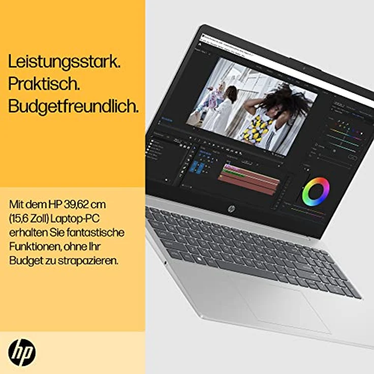 HP Laptop | 15,6 Zoll (39,6 cm) FHD IPS Display | AMD Ryzen 5 7520U | 16 GB LPDDR5-6400 MHz RAM | 512 GB SSD | AMD Radeon-Grafik | Windows 11 Home | QWERTZ Tastatur | silber | mit HP Fast Charge – Bild 2