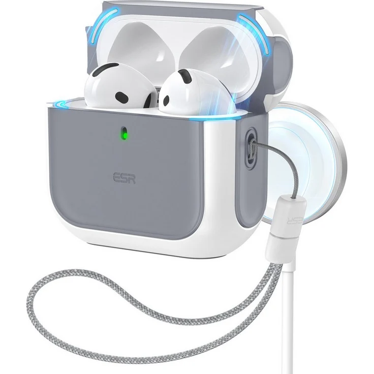 ESR Orbit Hybrid HaloLock Case für Apple AirPods 4, MagSafe-kompatibel, Sichtbares Statuslicht, Schwarz