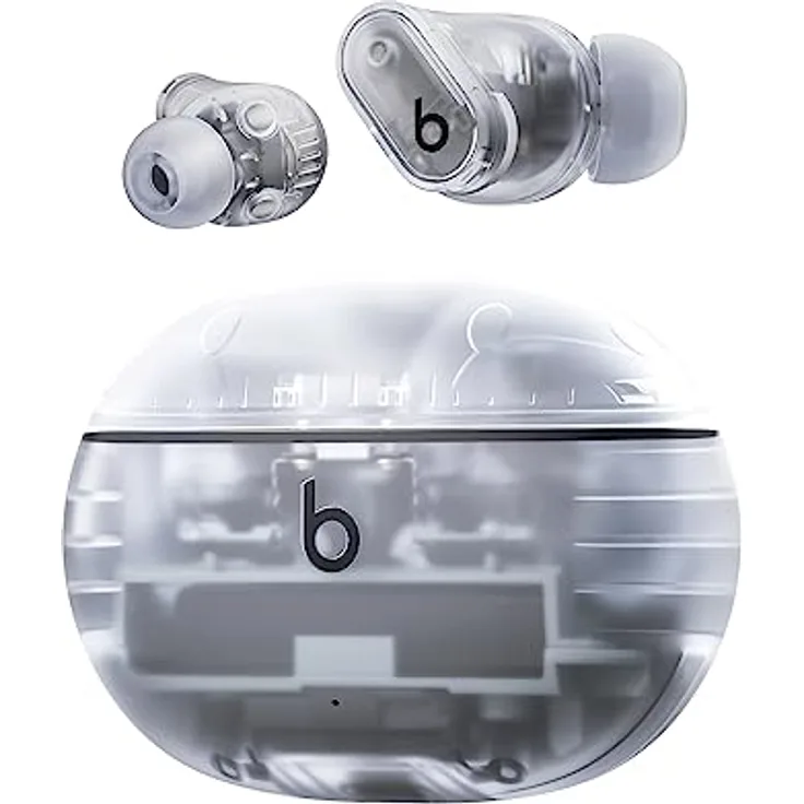 Beats Studio Buds + (2023) – Komplett kabellose Noise Cancelling In-Ear Kopfhörer, verbesserte Apple & Android Kompatibilität, eingebautes Mikrofon, Schweiß-beständige Bluetooth Kopfhörer- Transparent