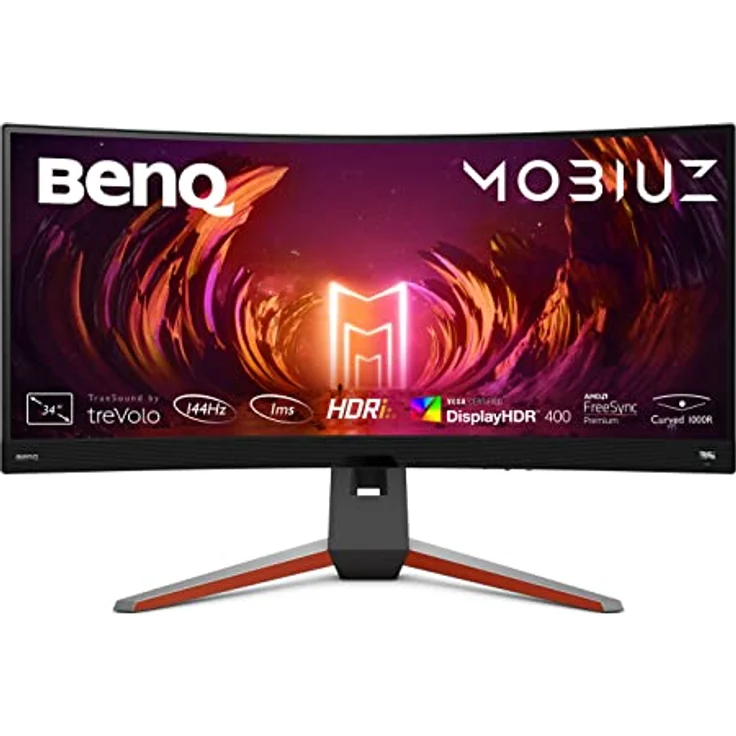 BenQ MOBIUZ EX3410R Curved Gaming Monitor (34 Zoll, Ultrawide, WQHD, 144 Hz, 1ms, HDR 400, FreeSync Premium Pro, Fernbedienung), Gray – Bild 1
