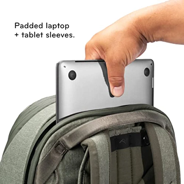 Peak Design Travel Backpack I (Fotorucksack, 30 l), Kameratasche, Grün - Robuster Tagesrucksack für kürzere Reisen und den Alltag, wasserdichtes Material aus recyceltem Nylon, inklusive Laptop- und Tabletfach – Bild 7
