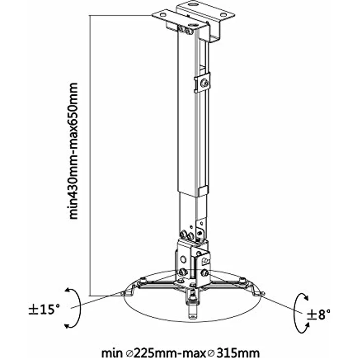 AISENS CWP01TSE-049 Projektorhalterung Wand- - Decken Weiß - Projektorhalterungen (Wand- - Decken, 20 kg, Weiß, Stahl, 350-560 mm, 16°) – Bild 7