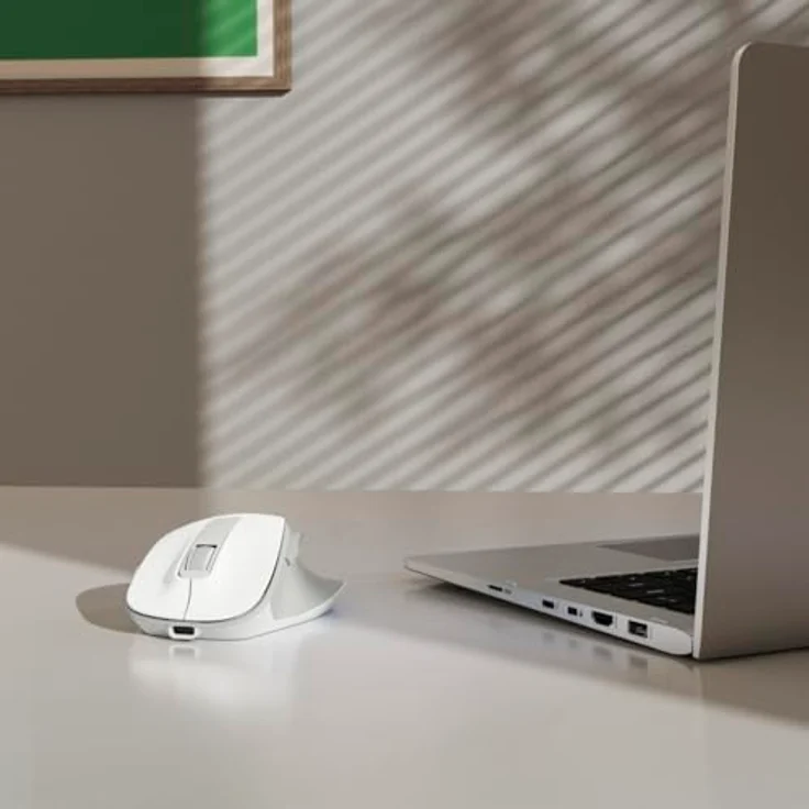 Hama WM-500 Funkmaus, ergonomisch, 1600 DPI, 6 Tasten, leise, Akku, Weiß – Bild 8