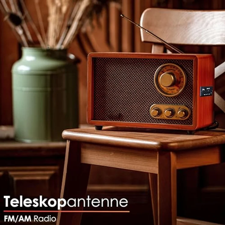 Cyberlux Nostalgie Kompaktanlage | Radio Holz mit Bluetooth, USB, SD Karten Slot | FM/AM | Retro Style | Stereoanlage | Küchenradio | Vintage Radio – Bild 5