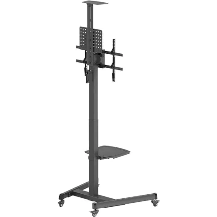 SpeaKa Professional SP-TVC-1300 TV-Rollwagen, Höhenverstellbar mit Handkurbel, Kameraablage für TVs bis 37 Zoll – Bild 3