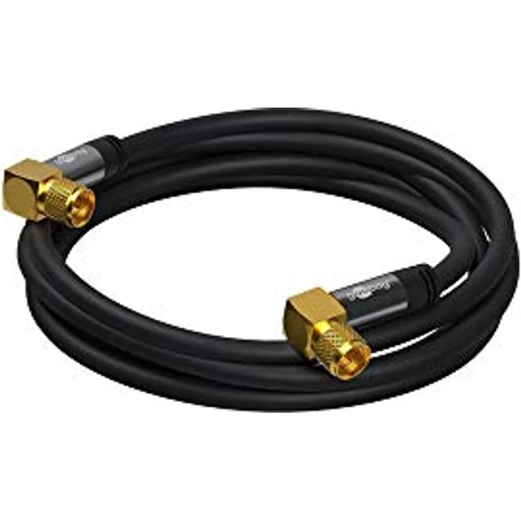 Goobay 70567 1m Satellitenkabel mit 90 Grad gewinkelten F-Stecker für DVB-S Receiver, 75 Ohm, Kabelinternet Modem, Router Schwarz – Bild 3