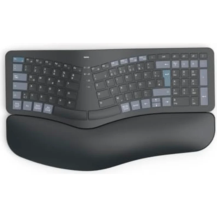 Hama WK-900 Ergo Multi-Device-Tastatur kabellos schwarz, ergonomisch geformt, dimmbare Hintergrundbeleuchtung, gepolsterte Handballenauflage – Bild 16