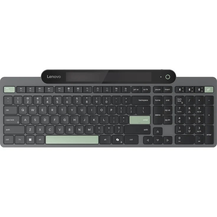 Lenovo Self-Charging Bluetooth Keyboard, kabellos, energieeffizientes Design, Schwarz und 95 % recycelter Kunststoff