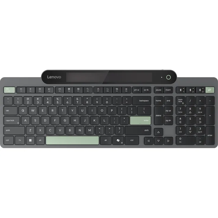 Lenovo Self-Charging Bluetooth Keyboard, kabellos, energieeffizientes Design, Schwarz und 95 % recycelter Kunststoff