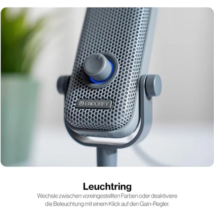 ENDORFY Solum Voice S Alt Gray, Gaming PC Mikrofon mit RGB-Beleuchtung, USB Plug & Play, Tap-to-Mute-Button, GAIN-Regler, Nierencharakteristik – Bild 3