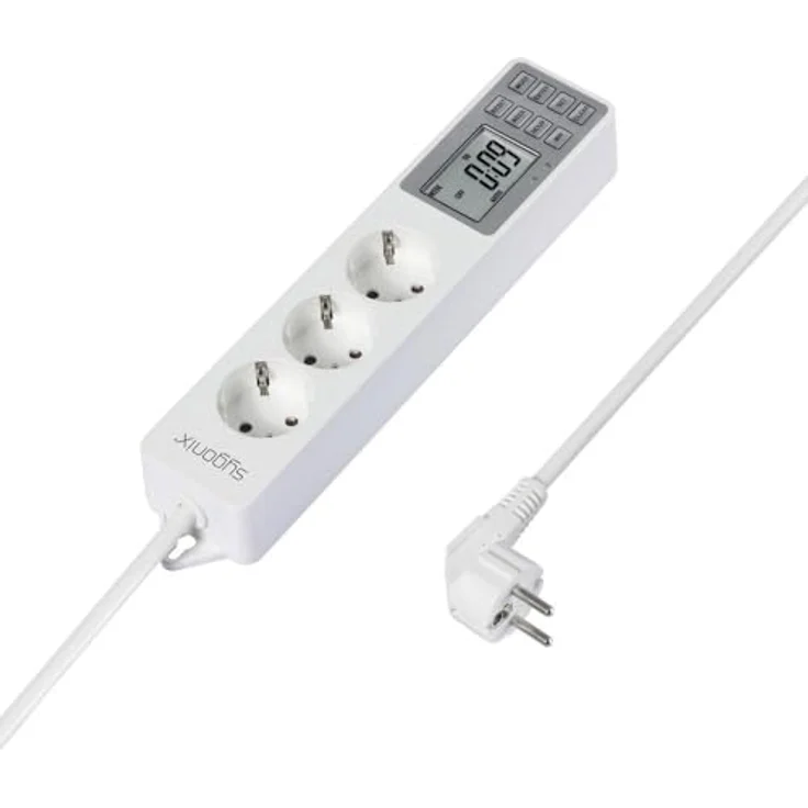sygonix SY-4675078 Steckdosenleiste mit Schaltuhr 3fach Weiß Schutzkontakt 1 St. - Digitale Wochen-Timer-Funktion, max. 12 Ein-/Ausschalttermine pro Tag – Bild 1