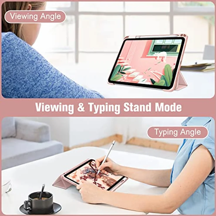 Fintie Hybrid Hülle für iPad 10. Generation 2022 (10.9 Zoll) mit Stifthalter - Stoßfeste Schutzhülle mit transparenter Hartschale auf der Rückseite, Roségold – Bild 5