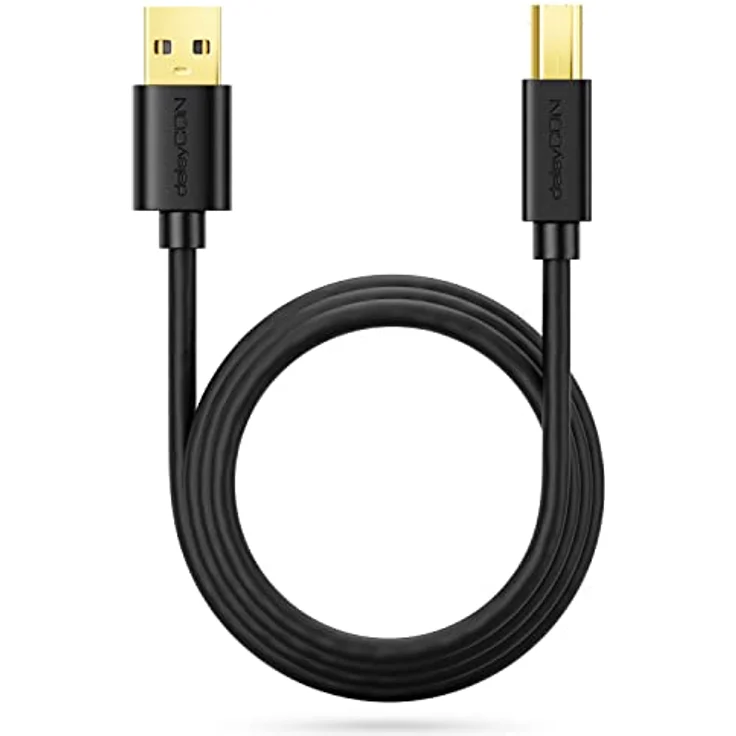 deleyCON 2m USB 2.0 Datenkabel Druckerkabel Scannerkabel - Schwarz, High-Speed mit bis zu 480 Mbps, passgenaue stabile Stecker – Bild 5