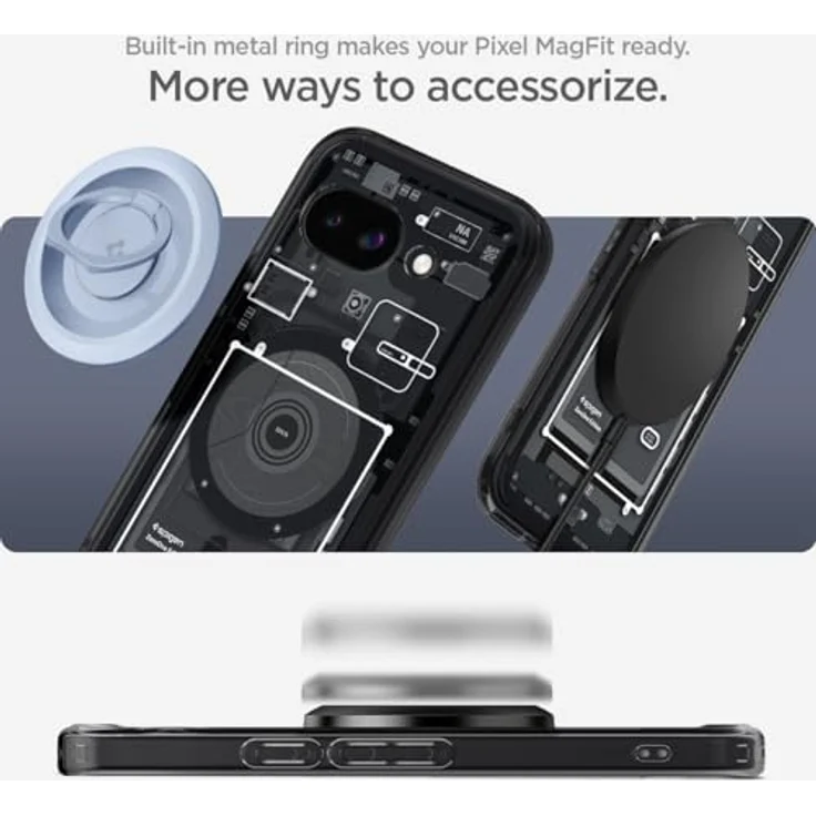 Spigen Ultra Hybrid MagFit Hülle für Google Pixel 9a, Kompatibel mit MagSafe - ZeroOne Black - Schutzrand für Display und Kamera, Eckschutz dank Air Cushion Technologie, Maßgeschneidert für alle Anschlüsse – Bild 4