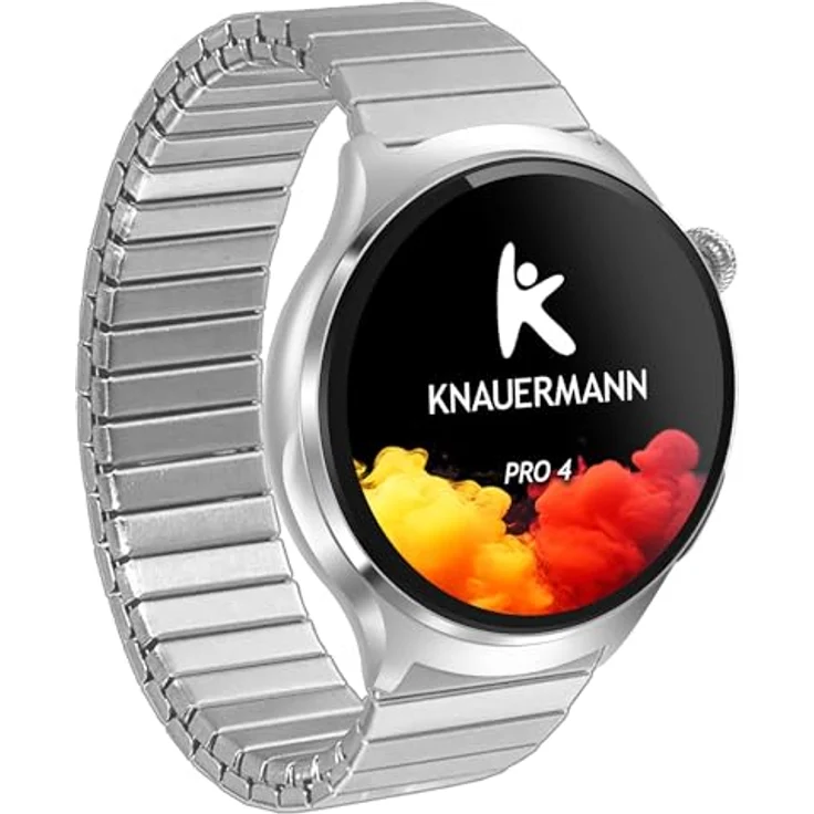 Knauermann PRO 4 EKG-Gesundheitsuhr, Smartwatch in Silber mit Telefonfunktion, Puls-, Blutdruck- und Blutsauerstoffmessung, Schlafanalyse, Premium-Set mit 5 Armbändern – Bild 3
