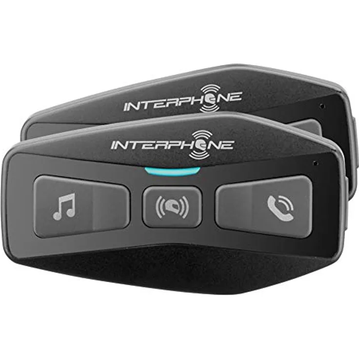 Interphone U-com 2, Bluetooth Helmkommunikationssystem für Motorräder, Doppelpack, schwarz, Reichweite bis 600 m, wasserdicht IP67, HD-Sound, integriertes FM-Radio