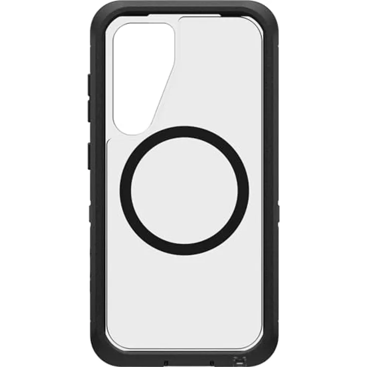 OtterBox Defender Series XT Clear Hülle mit Magneten für Samsung Galaxy S25, stoßfest, Ultra-robust, 7X getestet nach Militärstandard, Transparent/Schwarz