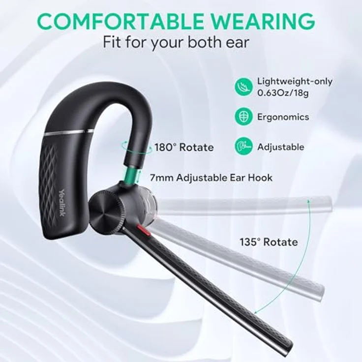 Yealink Headset BH 71 Pro, Mono Bluetooth Headset mit 4-fach Mikrofon und Noise Cancelling, schwarz – Bild 2