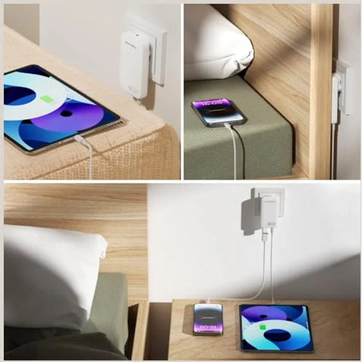 4smarts Netzladegerät FlatPlug Slim Dual 65W GaN 2C weiß - Effizientes Laden mit GaN-Technologie – Bild 3