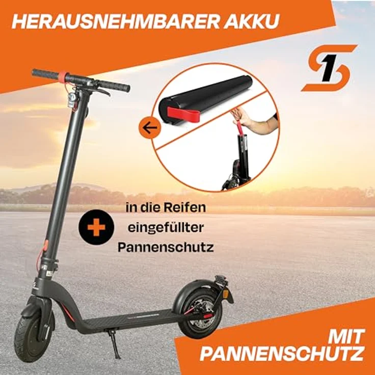 Scoot One Elektroscooter E 7 - E Scooter mit Straßenzulassung - herausnehmbarer Akku - 15-20 km Reichweite, 20 km/h, in schwarz – Bild 2