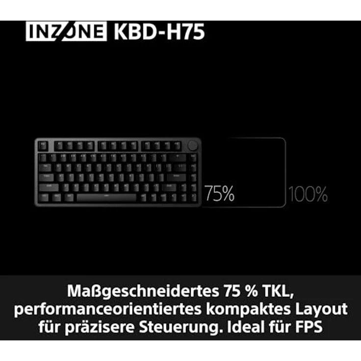 SONY INZONE KBD-H75, Gaming Tastatur mit magnetischen Schaltern, 8000 Hz Abtastrate, kabelgebunden, schwarz – Bild 7