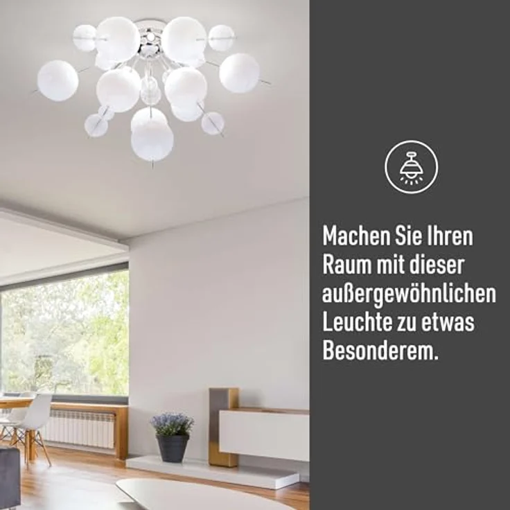 Näve Leuchten - Deckenleuchte Explosion aus Metall und Glas für G9 Leuchtmittel (max. 28 W) - Weiß, 57 cm – Bild 3