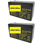 2X AGM 12V 7,2Ah Bleiakku WP7.2-12 VDs Akku, Faston 6,3mm kompatibel Bleigel Gel Akku 7Ah 8Ah 9Ah USV