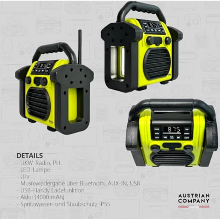 Silva Schneider BR 230 BT NG (FM, Bluetooth), Radio, Grün - Vielseitiges Radio mit Bluetooth, USB-Wiedergabe und bis zu 12 Stunden Akkulaufzeit – Bild 6