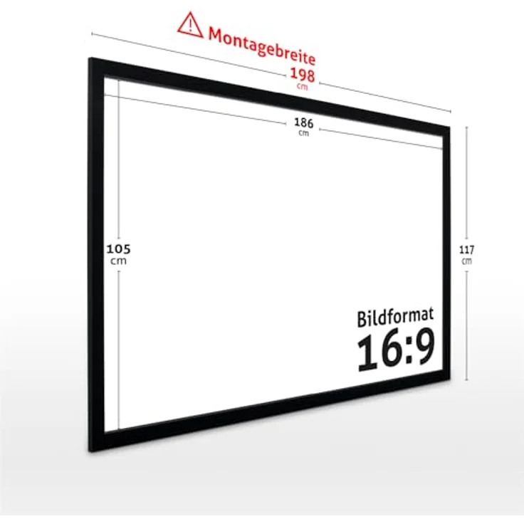 ESMART Professional MIRALE 84 Zoll Akustik Rahmen-Leinwand, mikroperforiertes Tuch, 186 x 105 cm (16:9) für Heimkino, schwarz – Bild 2