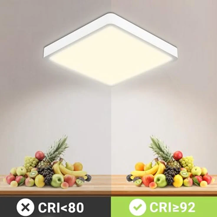 LQWELL® Deckenleuchte LED, IP44 Wasserfest Badlampe 18W 4000K 1600LM Dünn Quadrat Flach, Modern Schlicht Lampe für Wohnzimmer Badezimmer, Weiß 220 * 24mm – Bild 3