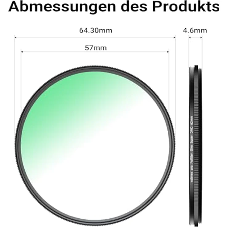 Walimex pro Zirkular Slim Super DMC 62mm Polarisationsfilter CPL, Objektivfilter in Schwarz mit 18-facher Mehrschichtvergütung und Slimfassung für Weitwinkelobjektive – Bild 3