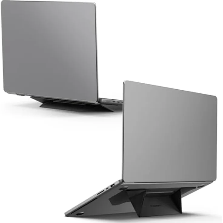 Spigen Slim Fold Laptop Ständer, Höhenverstellbar, Selbstklebend und Anti-Rutsch, Kompatibel mit MacBook Pro, MacBook Air 11"-16" - Schwarz