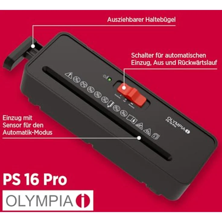 OLYMPIA PS 16 Pro, Aktenvernichter in Schwarz mit leistungsstarker Schneidetechnologie – Bild 7