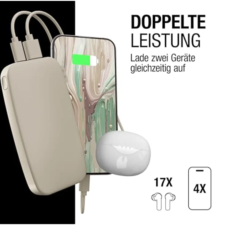 Fresh 'n Rebel Powerbank 12000mAh - USB-C mit Fast Charge 20W und 6 Sicherheitsmerkmalen - Tragbarer externer Akku für iPhone und Android in Silky Sand – Bild 3