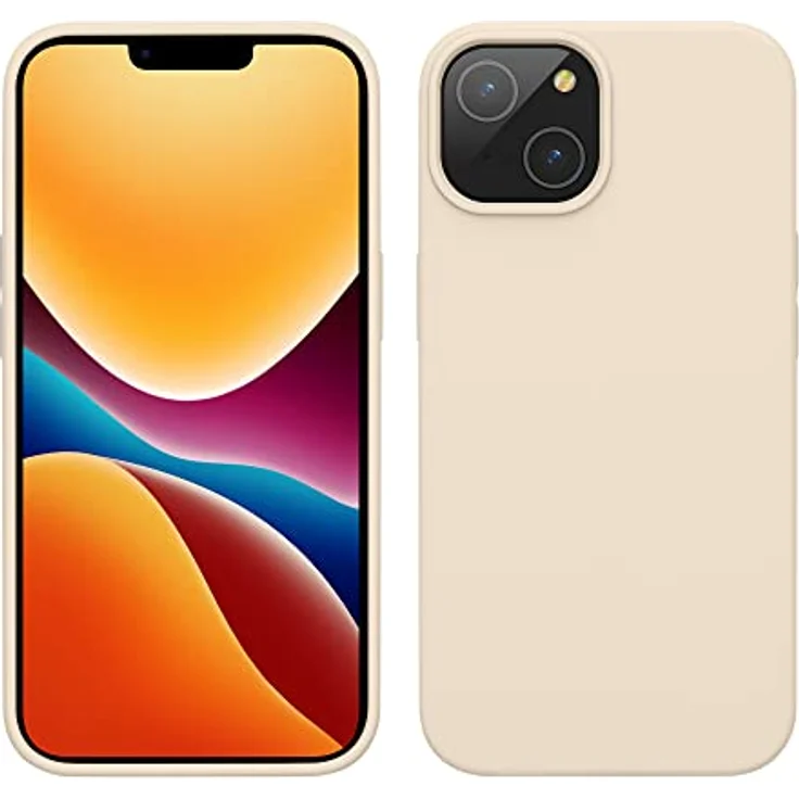 kwmobile Handyhülle für iPhone 14, Silikon Case in Creme, kabelloses Laden, anti-rutsch, stoßfest – Bild 1