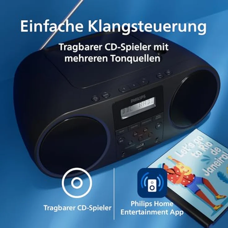 Philips Z6000 Radiorekorder mit CD-Spieler, DAB+/UKW-Radio, Bluetooth 5.4, 2 integrierte Lautsprecher, schwarz – Bild 3
