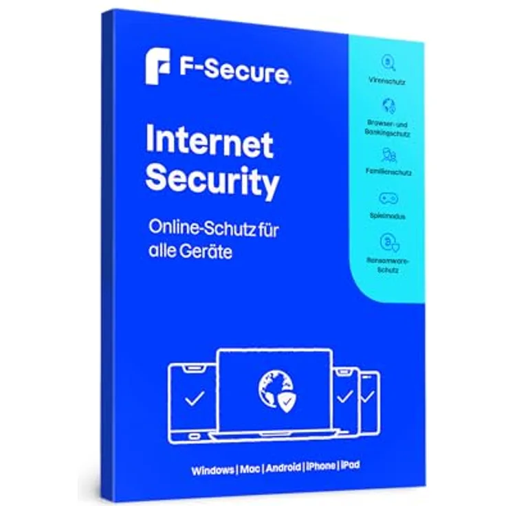 F-Secure Internet Security - Erstklassiger Virenschutz für alle Geräte, sicheres Online-Shopping und optimiertes Gaming-Erlebnis