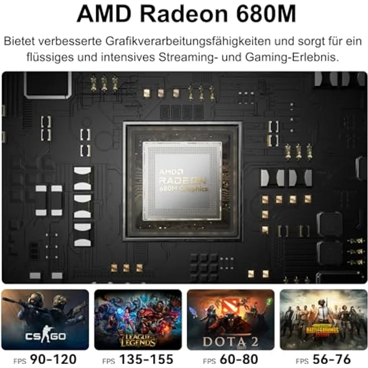 GEEKOM A6 Mini PC, Mini Computer mit AMD Ryzen 7 6800H(bis zu 4.7 GHz), Radeon 680M, 32GB DDR5 1TB SSD, WiFi 6E, BT5.2, USB4 x 2, 4K Quad Display, Windows 11 Pro, Kompakter Aluminium Design Desktop PC, Silber – Bild 4