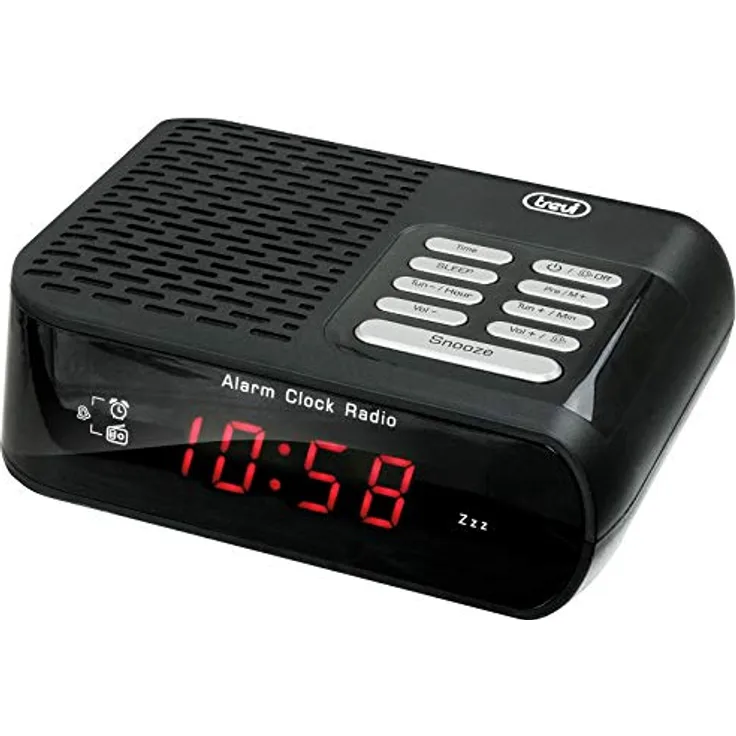 Trevi RC 827 D Radiowecker AM/FM mit digitaler Frequenzanzeige, 20 Speicherplätzen und programmierbarem Alarm, schwarz