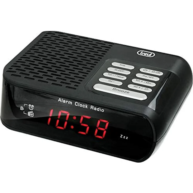Trevi RC 827 D Radiowecker AM/FM mit digitaler Frequenzanzeige, 20 Speicherplätzen und programmierbarem Alarm, schwarz – Bild 1