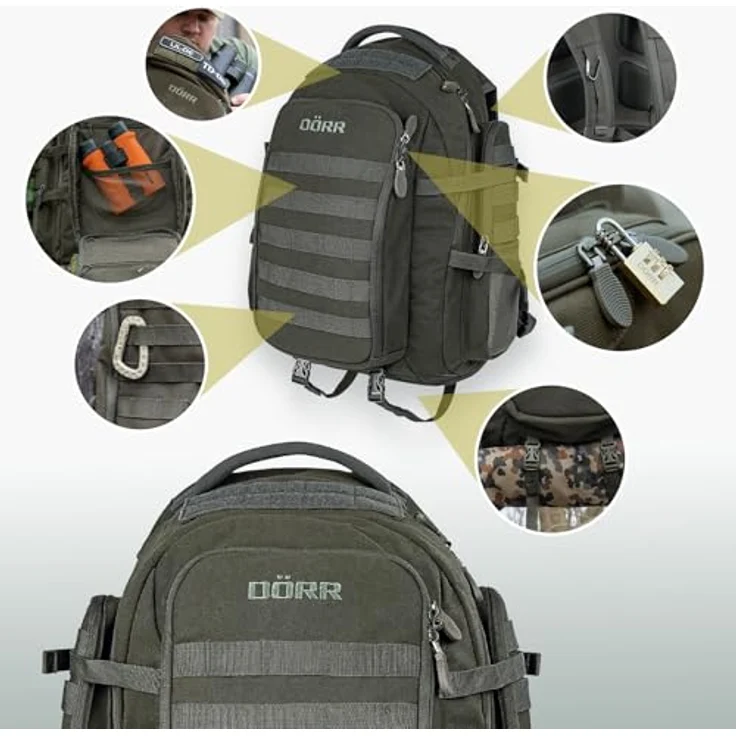 Dörr Fotorucksack ProTac, Trekkingrucksack in Olivgrün, 25 l mit Zubehörfach und Reißverschluss – Bild 7